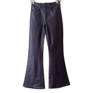 American Eagle Stretch Vegan Leather Super High-Waisted Flare Pant Sz 27